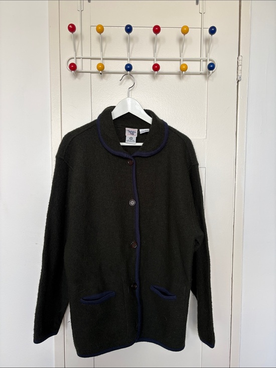Jackets & Blazers - Black Knit Button-Front Jacket with Navy Trim